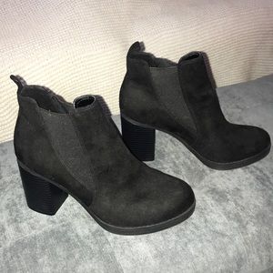 Black platform ankle booties